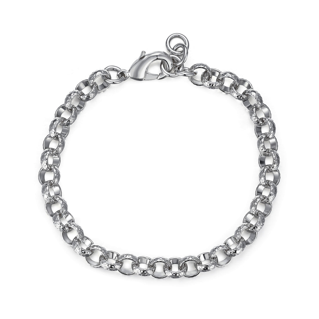 9mm Silver Filled Diamond Cut Patterned Belcher Bracelet – 8 Inch