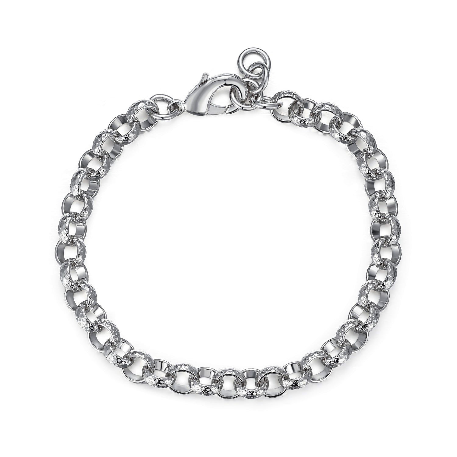 New 9mm Silver Filled Diamond Cut Patterned Belcher Bracelet 6 Inch