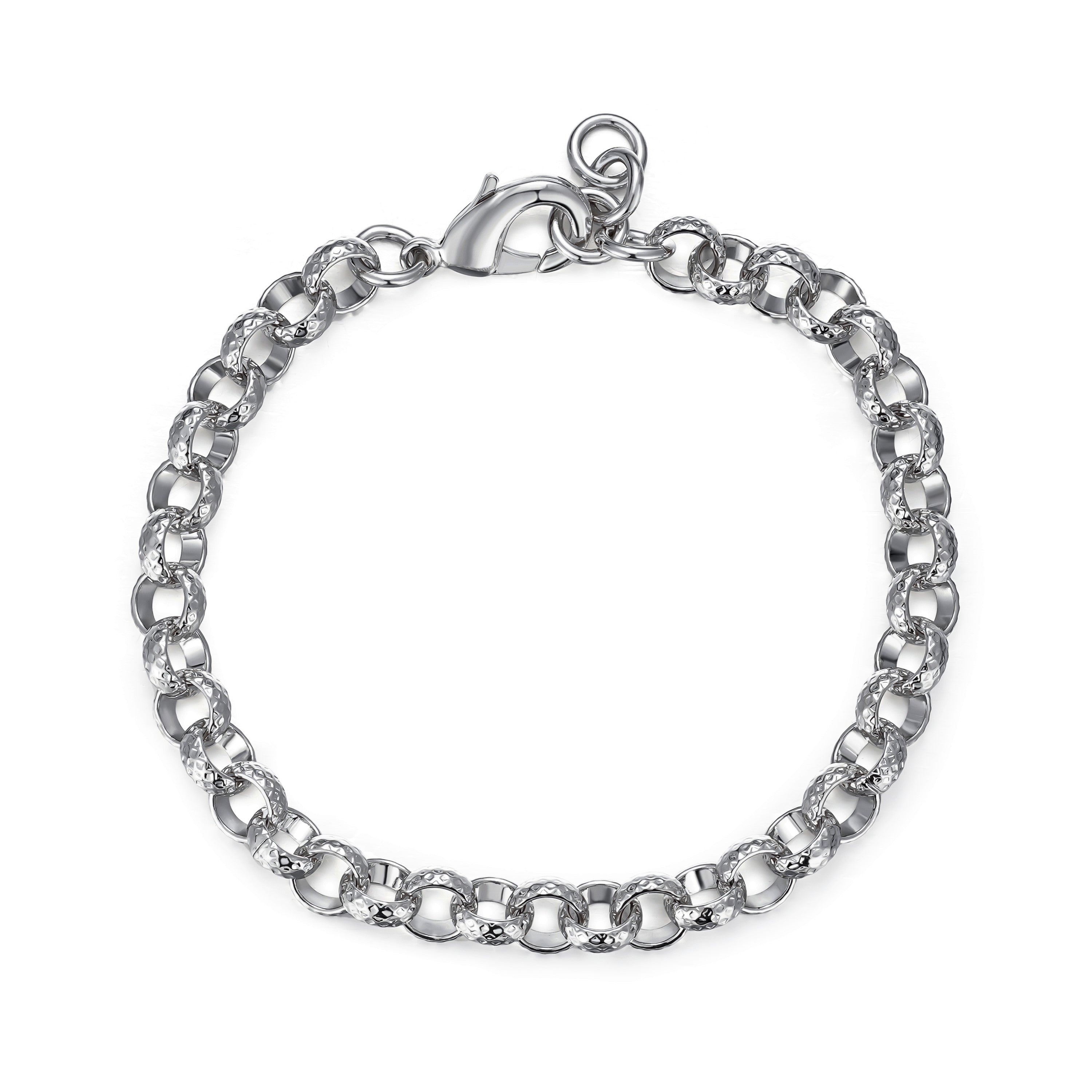 New 9mm Silver Filled Diamond Cut Patterned Belcher Bracelet 6 Inch