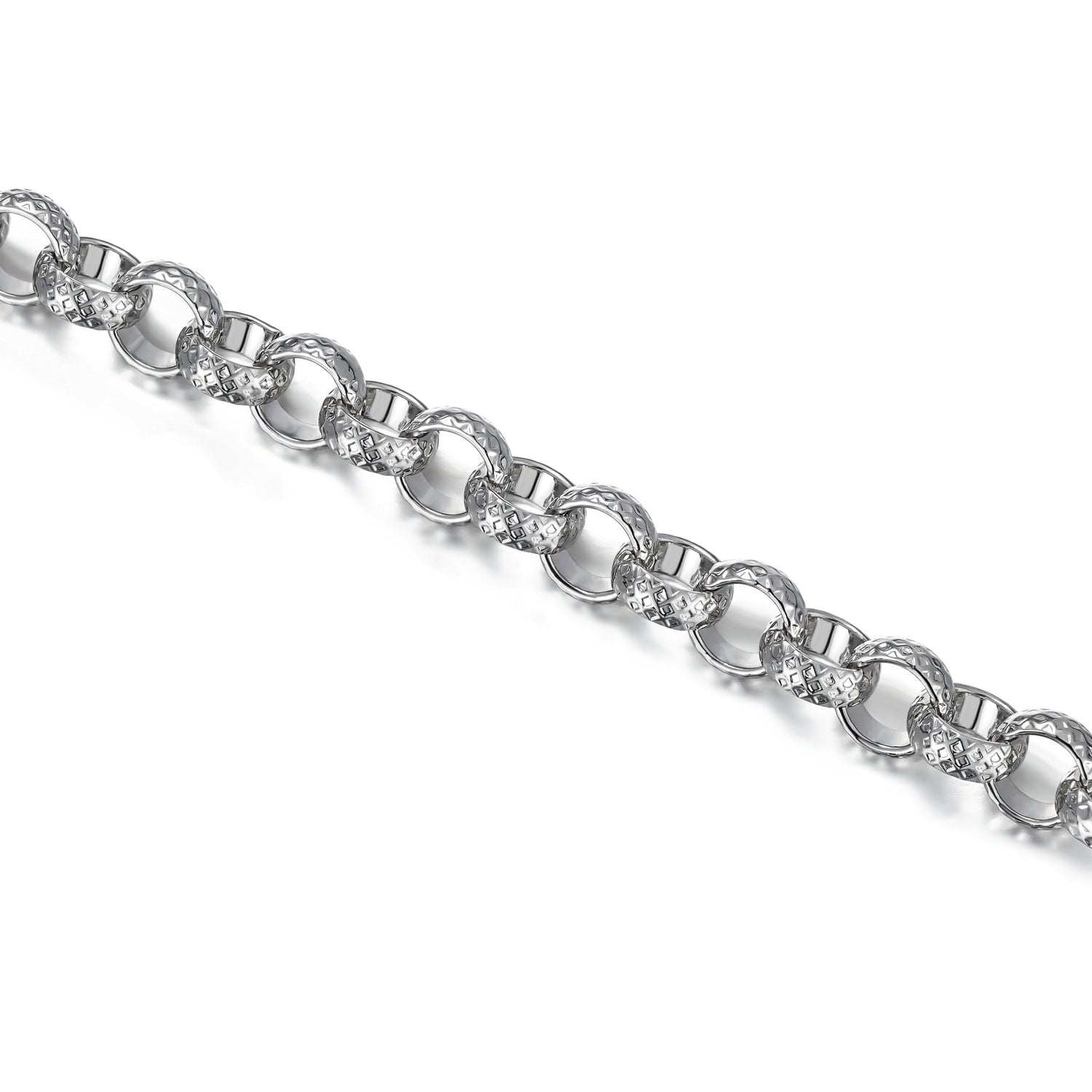 New 9mm Silver Filled Diamond Cut Patterned Belcher Bracelet – 8 Inch