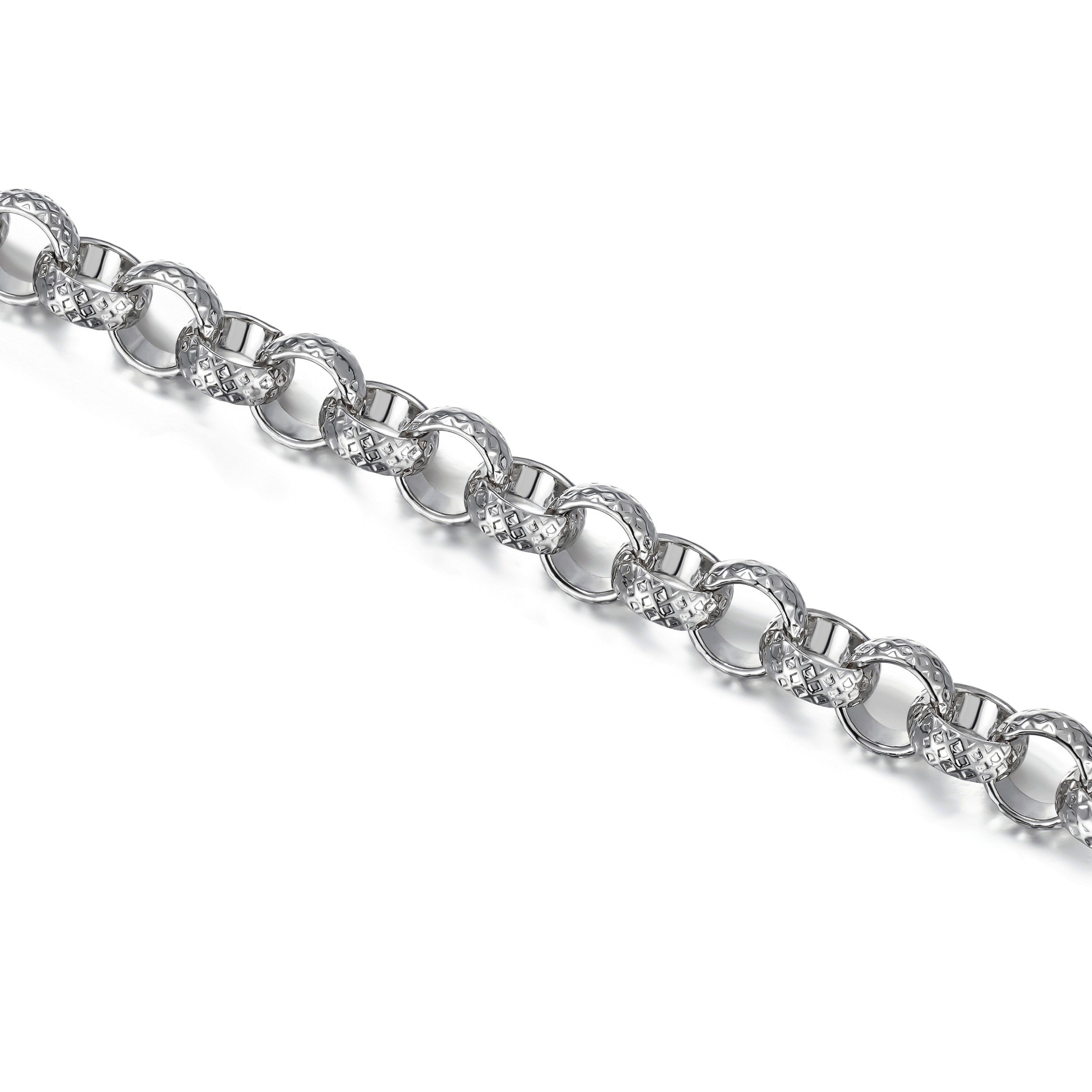New 9mm Silver Filled Diamond Cut Patterned Belcher Bracelet 6 Inch