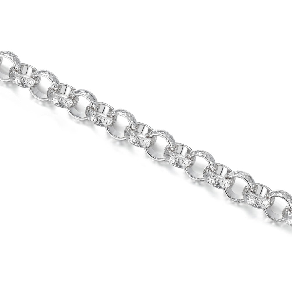 Lightweight small silver Belcher bracelet, 9mm wide, 8-inch length, 21 grams.