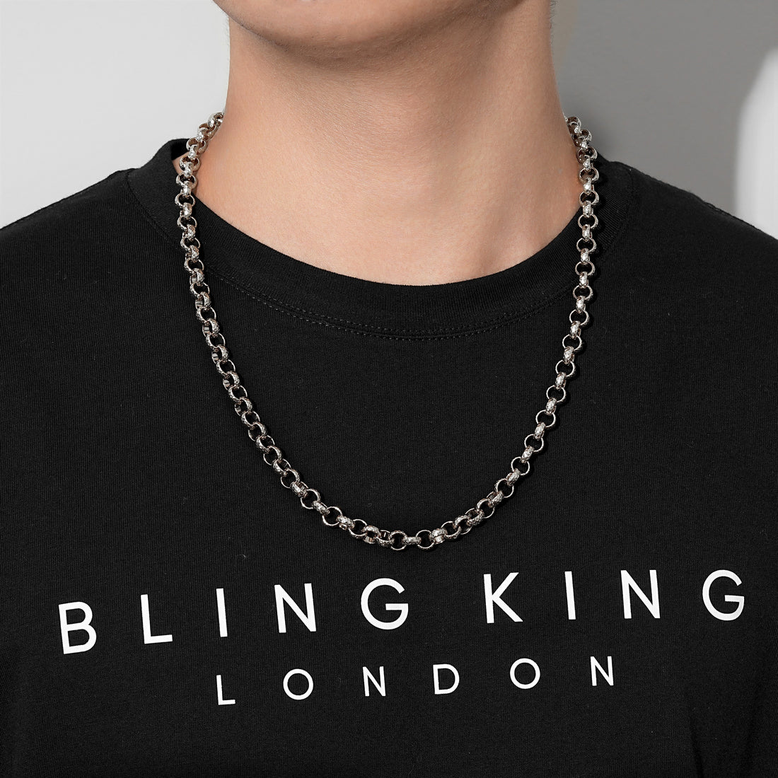 8mm Silver Pattern Belcher Chain – 24 Inches