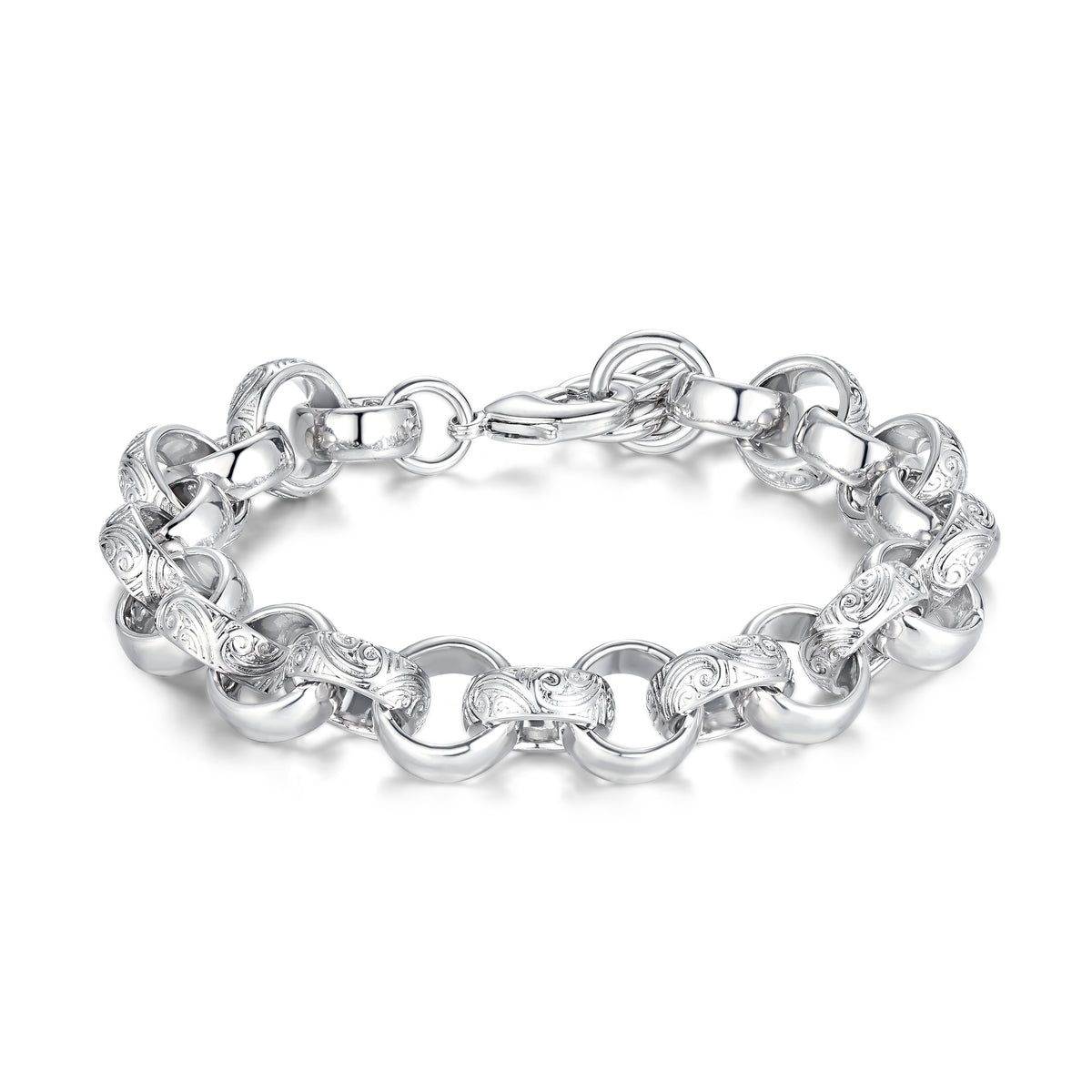 Silver Ornate Belcher Bracelet 15mm