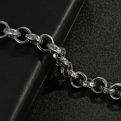 12mm Silver Filled Crystal Pattern Belcher Bracelet 8 Inches