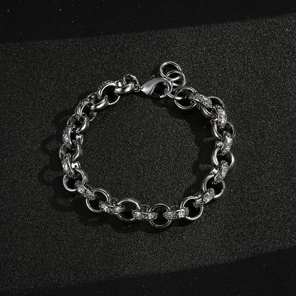 12mm Silver Filled Crystal Pattern Belcher Bracelet 8 Inches