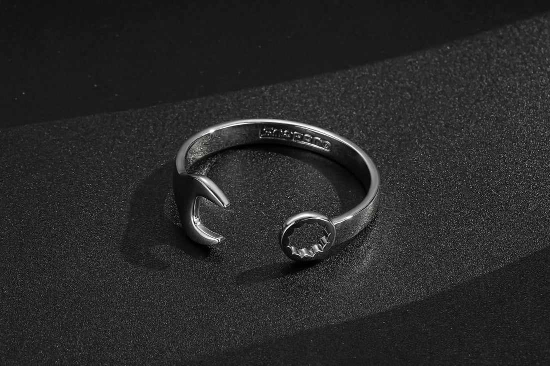 9mm Silver-Filled Adjustable Spanner Wrench Bangle