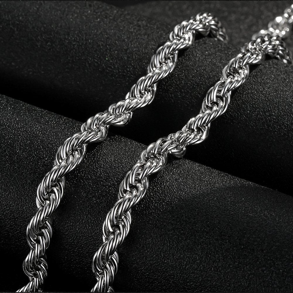 8mm Silver Filled Rope Chain Necklace, 30 Inches Long