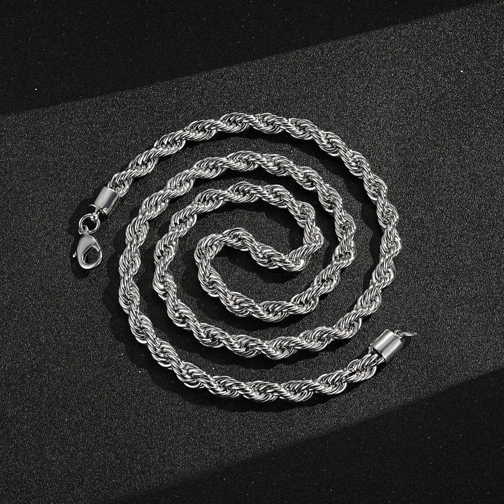 8mm Silver Filled Rope Chain Necklace, 24 Inches Long