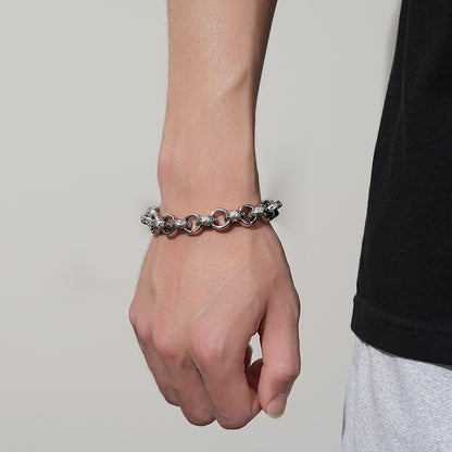 12mm Silver Filled Crystal Pattern Belcher Bracelet 8 Inches
