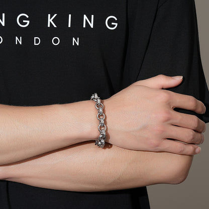 12mm Silver Filled Crystal Pattern Belcher Bracelet 8 Inches
