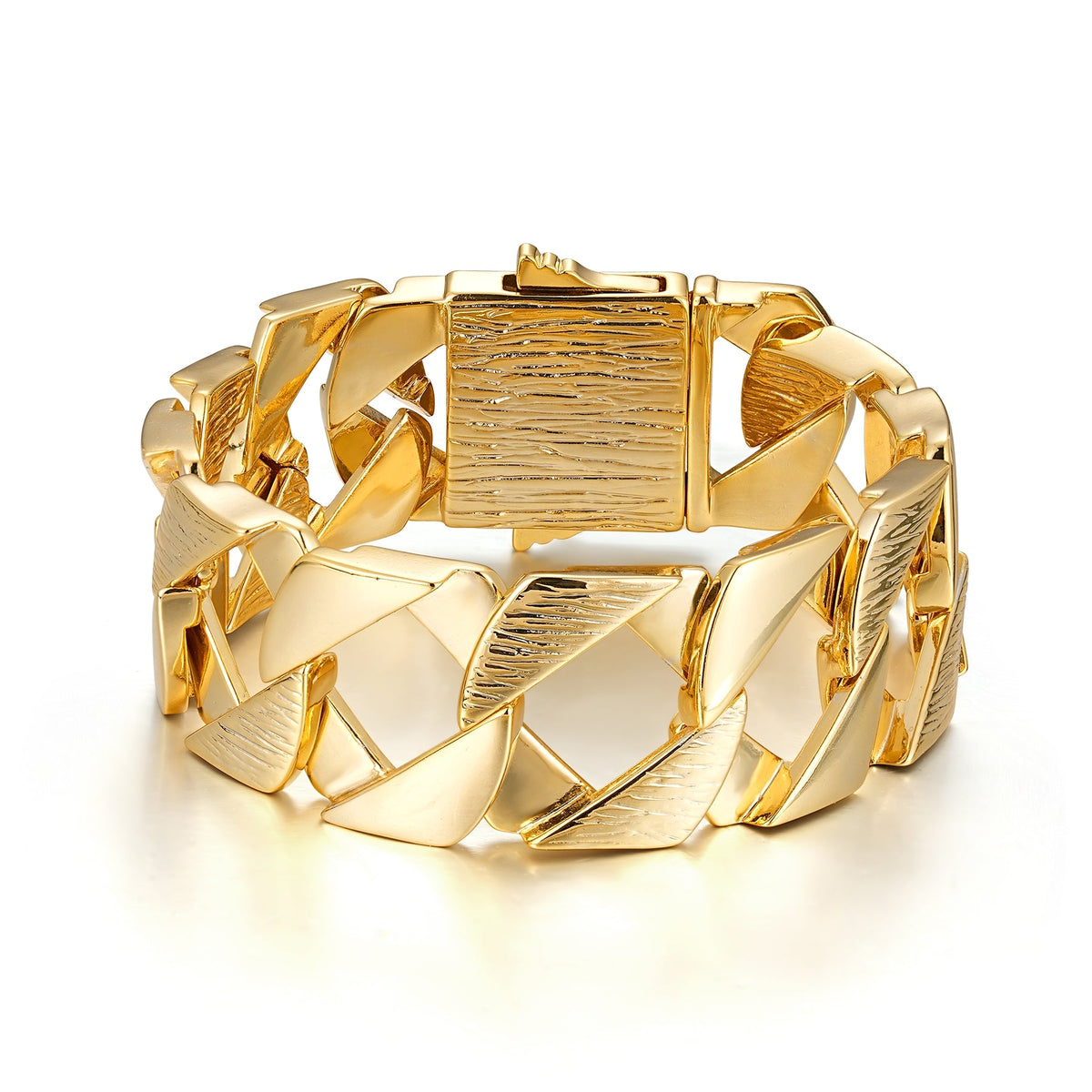 27mm gold bark-chaps curb bracelet