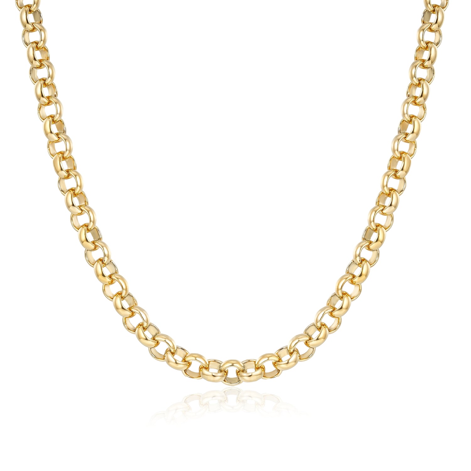 8mm Gold Belcher Chain Necklace 24 Inches Classic Smooth Pattern