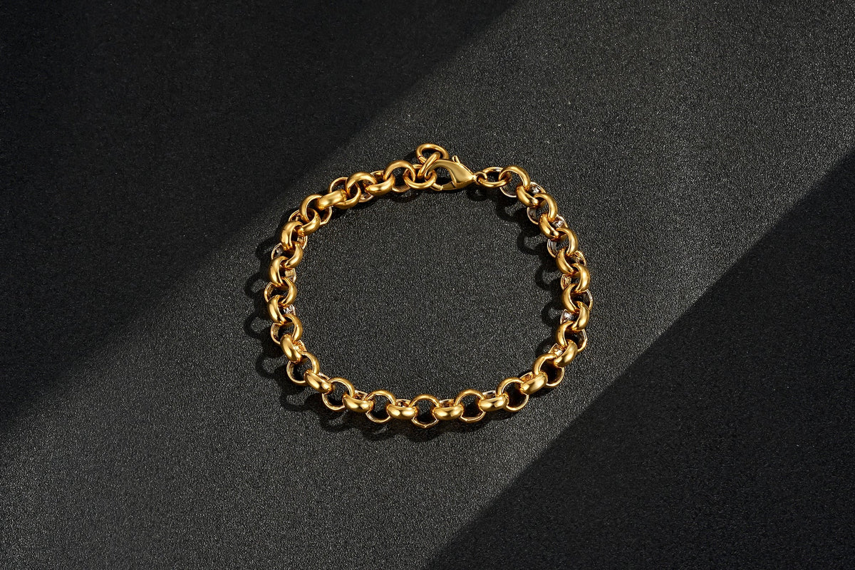 8mm gold smooth belcher bracelet 8 inch