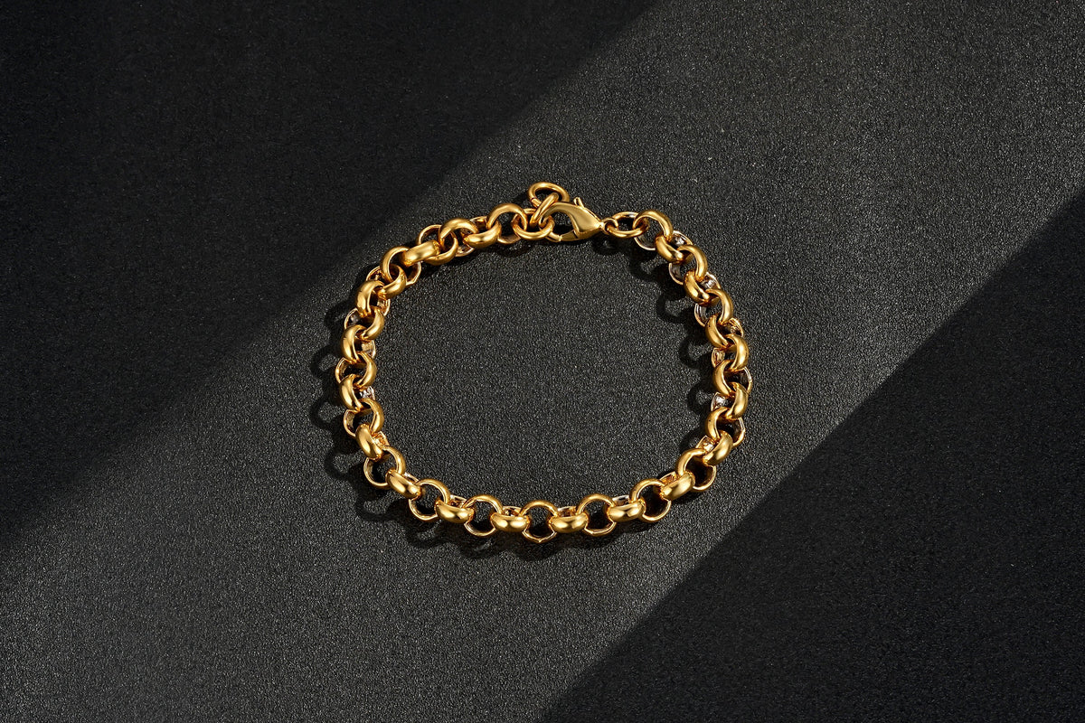 🎁 8mm Gold Belcher Bracelet Classic 8 Inches, Smooth Pattern (100% off)