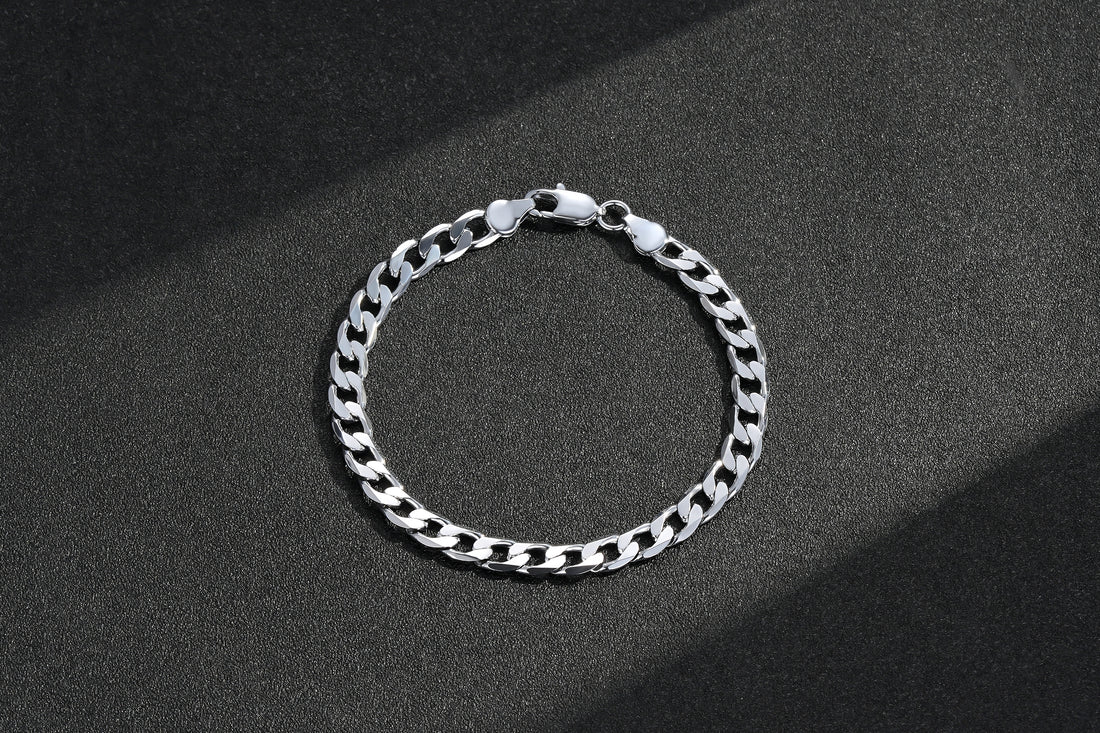New 6mm Silver Cuban Curb Bracelet – High Polish Finish – 8 Inch | Classic Men&
