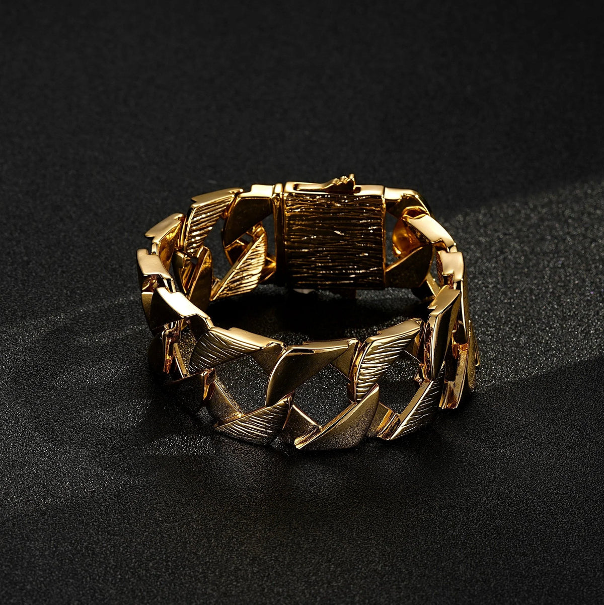 Gold Bark-Chaps Curb Chain &amp; Bracelet Set 27mm