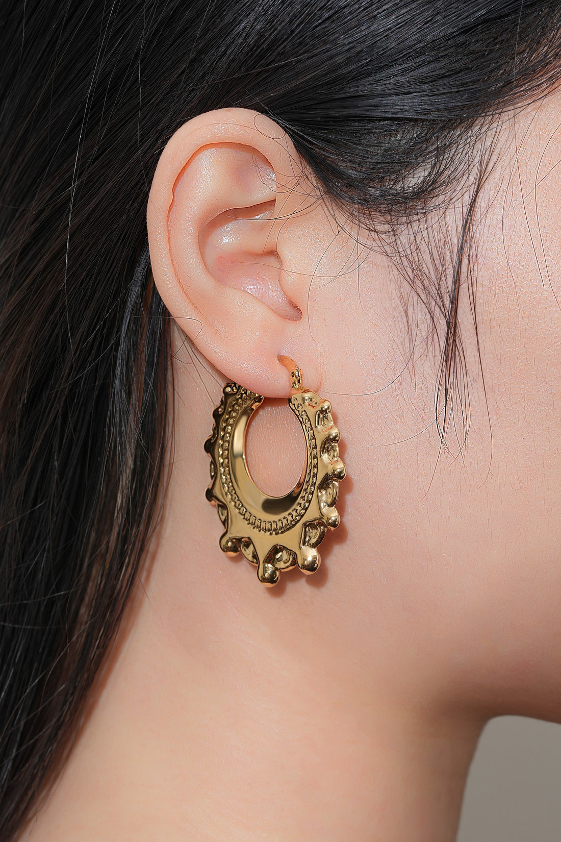 Gold Round Gypsy Creole Earrings