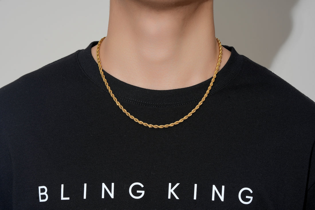 New 4mm Solid Gold Rope Chain – Bold Twisted Design for Men &amp; Women | Available in 20 &amp; 24 Inches