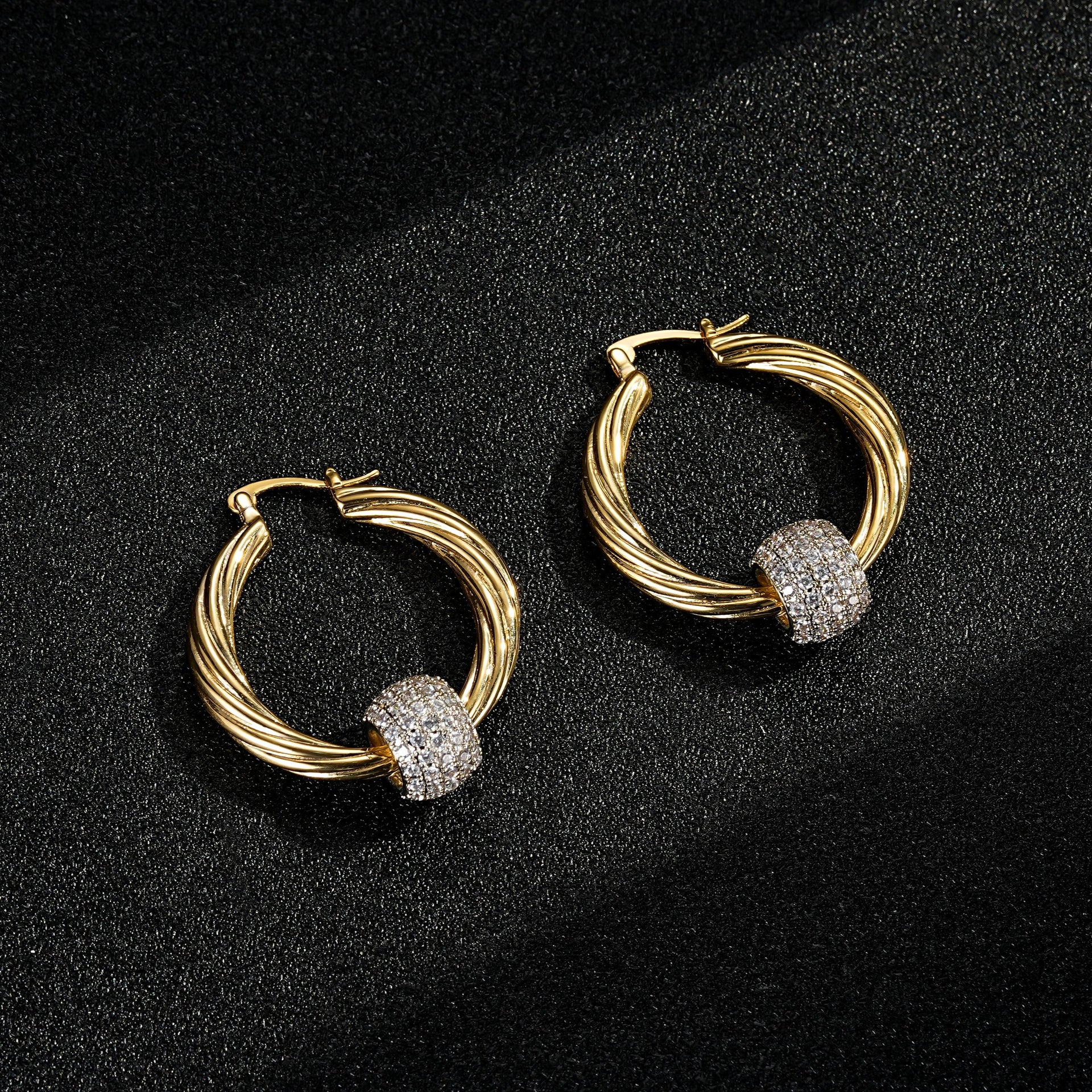 Large Hoop Earrings Disco Ball