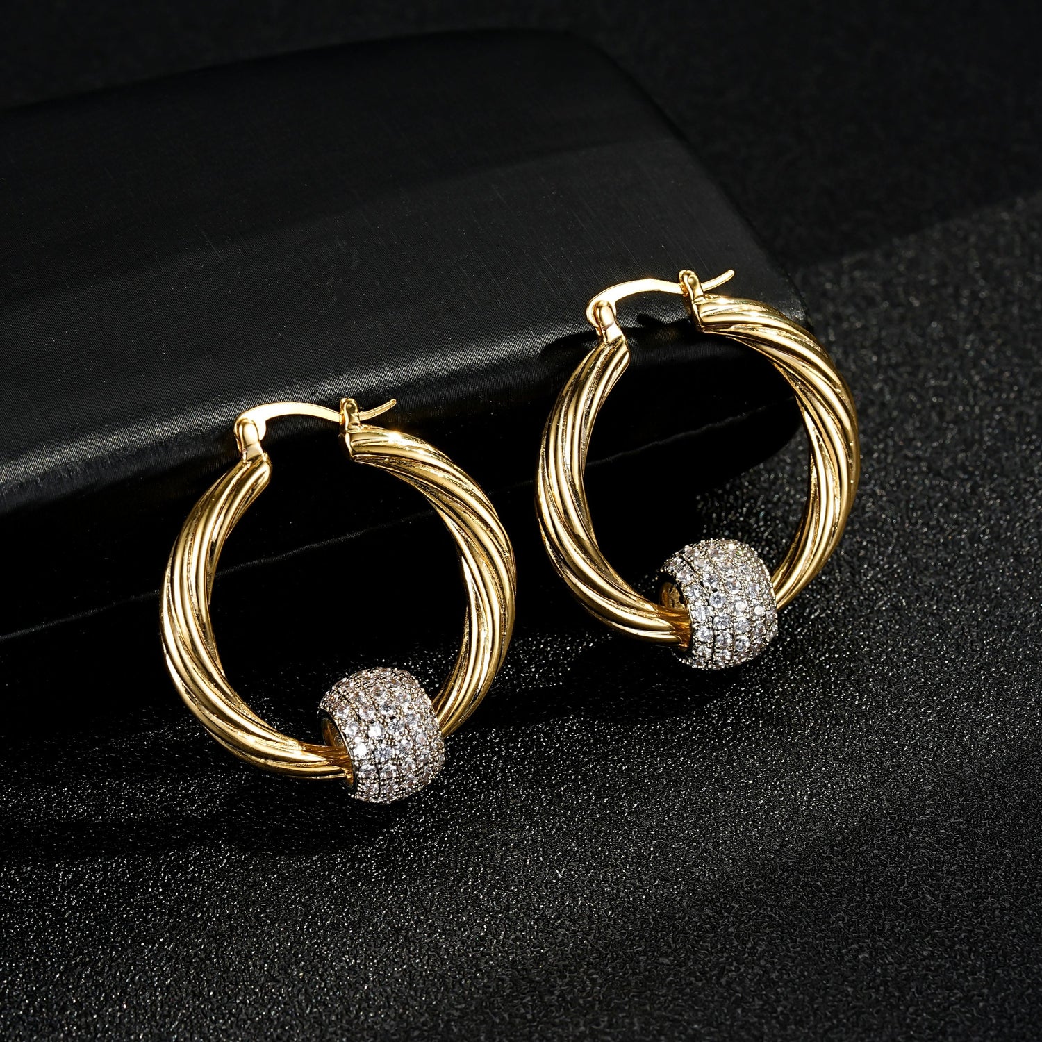 Gold Large Disco Balls Hoop Earrings with Stones – Bling King London