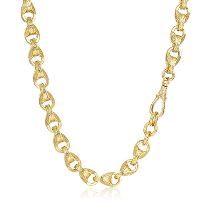 12mm Gold Tulip Chain With Albert Clasp 26 Inches