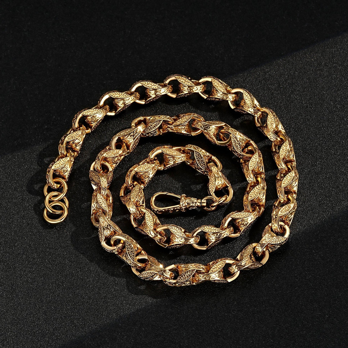Gold XXL 3D Tulip Chain &amp; Bracelet Set 15mm