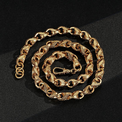 Gold XXL 3D Tulip Chain &amp; Bracelet Set 15mm