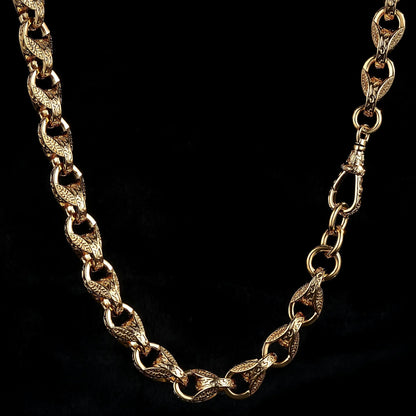 Gold XXL 3D Tulip Chain &amp; Bracelet Set 15mm