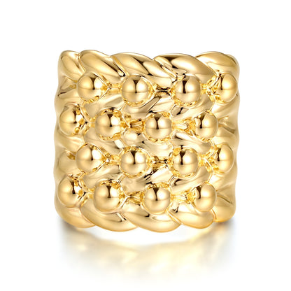 Gold 4 Row Keepers Ring Size Q Adjustable