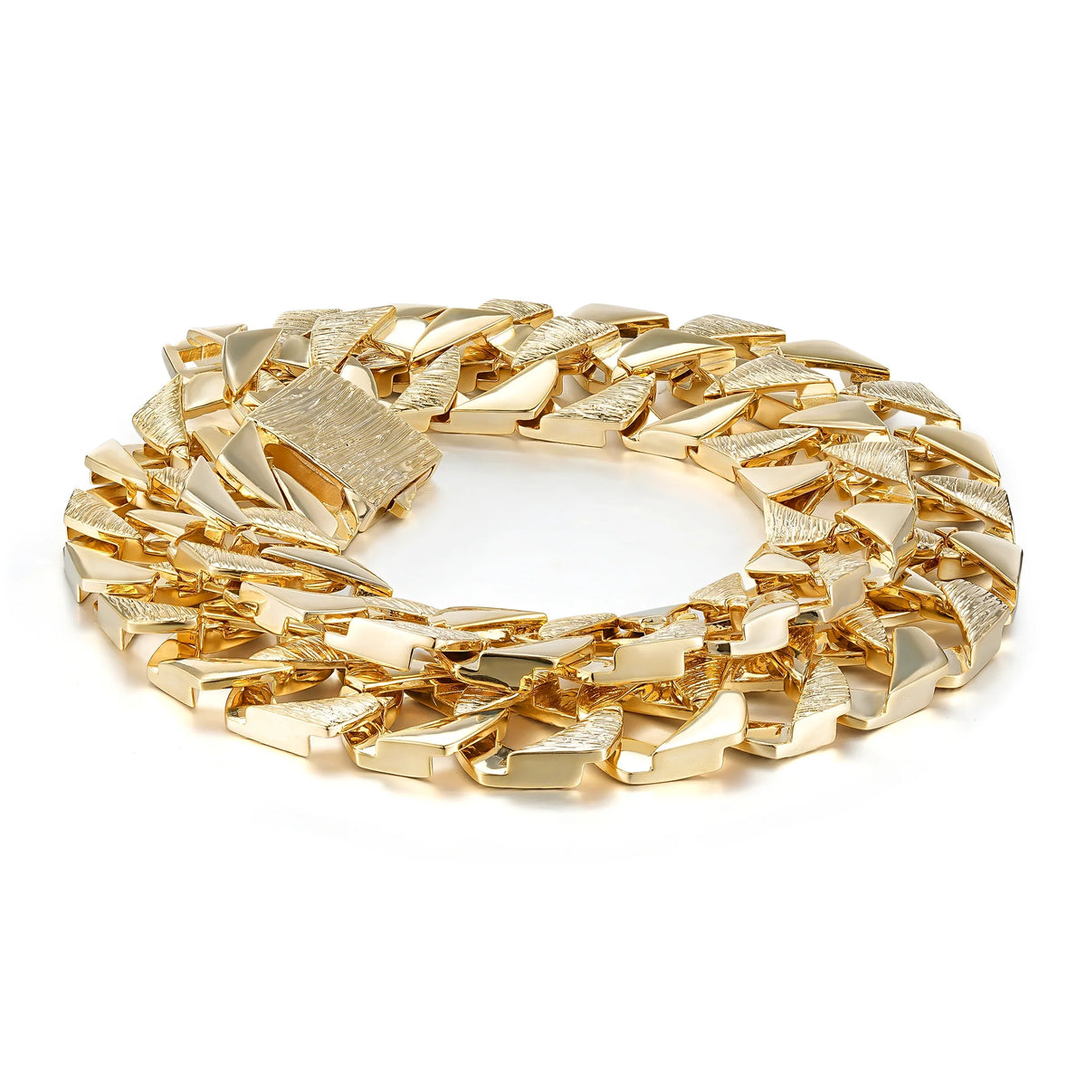 Gold Bark-Chaps Curb Chain &amp; Bracelet Set 27mm