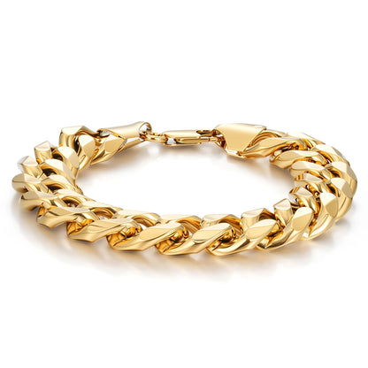 15mm Gold Cuban Link Bracelet 8 Inches Heavy 65g Solid Statement Chain Jewellery