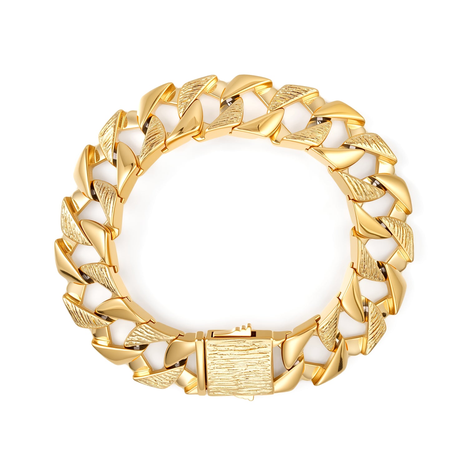 14mm Chunky Yellow Gold Curb Cuban Bracelet – Fits 8-Inch Wrist