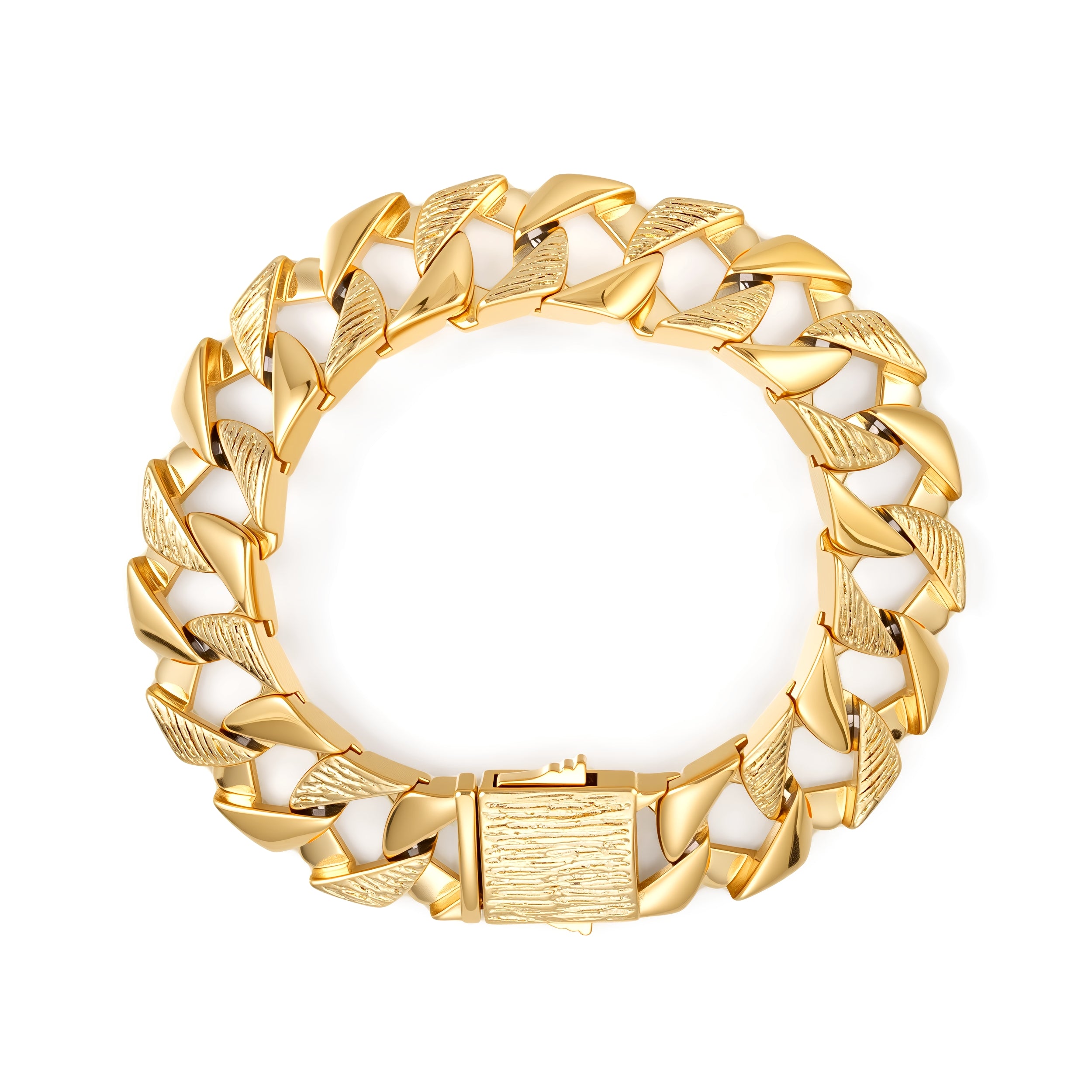 14mm Chunky Yellow Gold Curb Cuban Bracelet – Fits 8-Inch Wrist