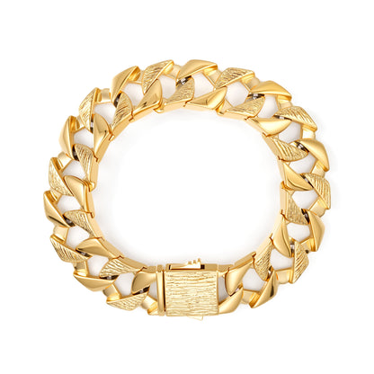 14mm Chunky Yellow Gold Curb Cuban Bracelet – Fits 8-Inch Wrist