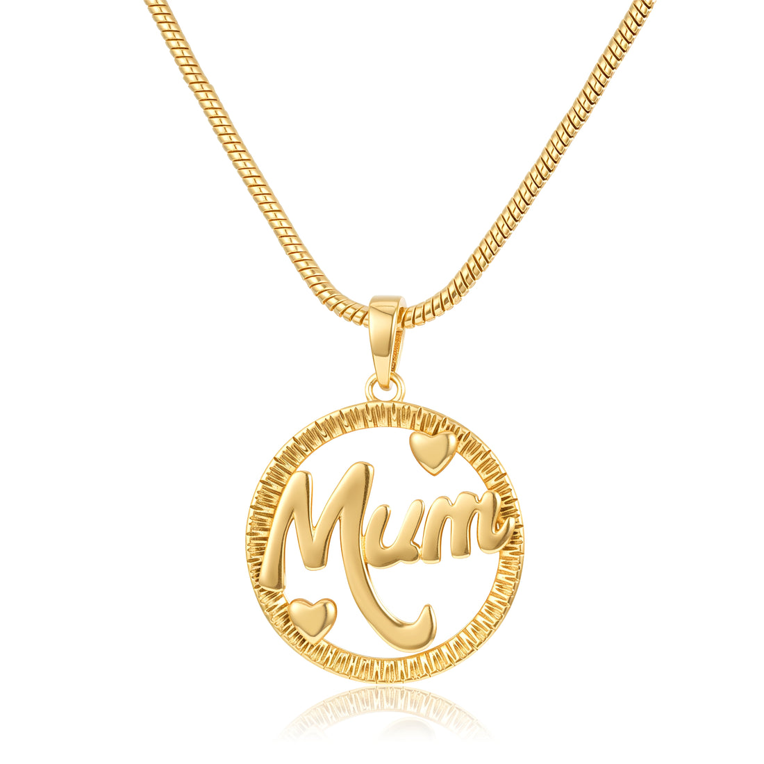 MUM Pendant Gold Necklace 22” Snake Chain Mother’s Day Gift for Her 17g