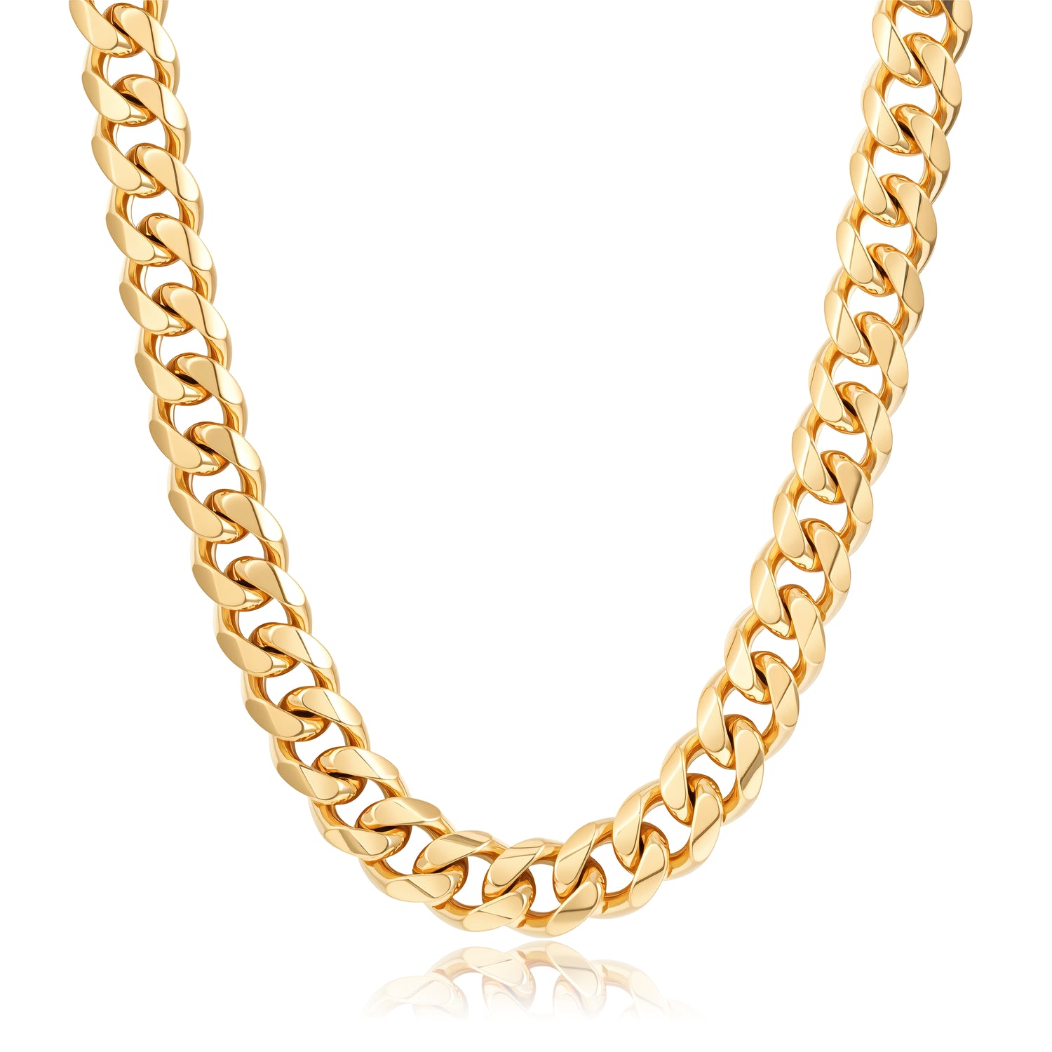 15mm Gold Cuban Link Chain Necklace 24 Inches Heavy 206g Solid Statement Jewellery