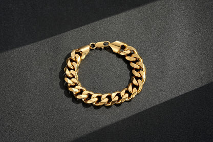 15mm Gold Cuban Link Bracelet 8 Inches Heavy 65g Solid Statement Chain Jewellery