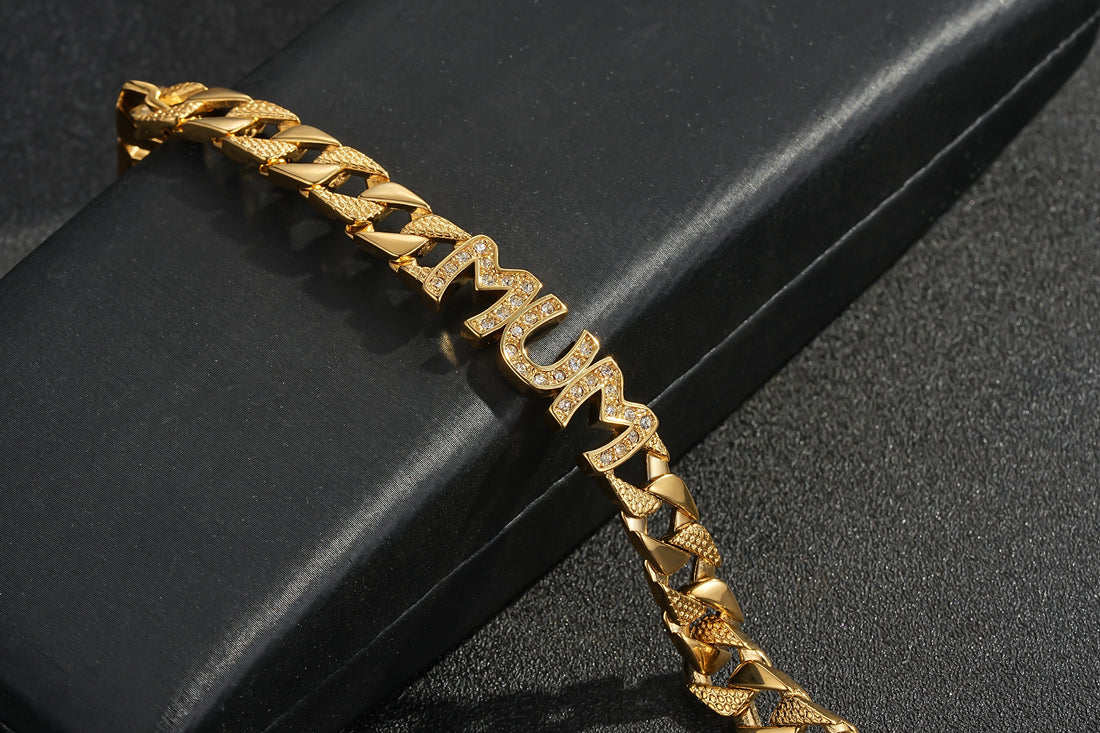 8mm Mum Cuban Bracelet Full Link Clear Stones 8” Gift Jewellery for Her