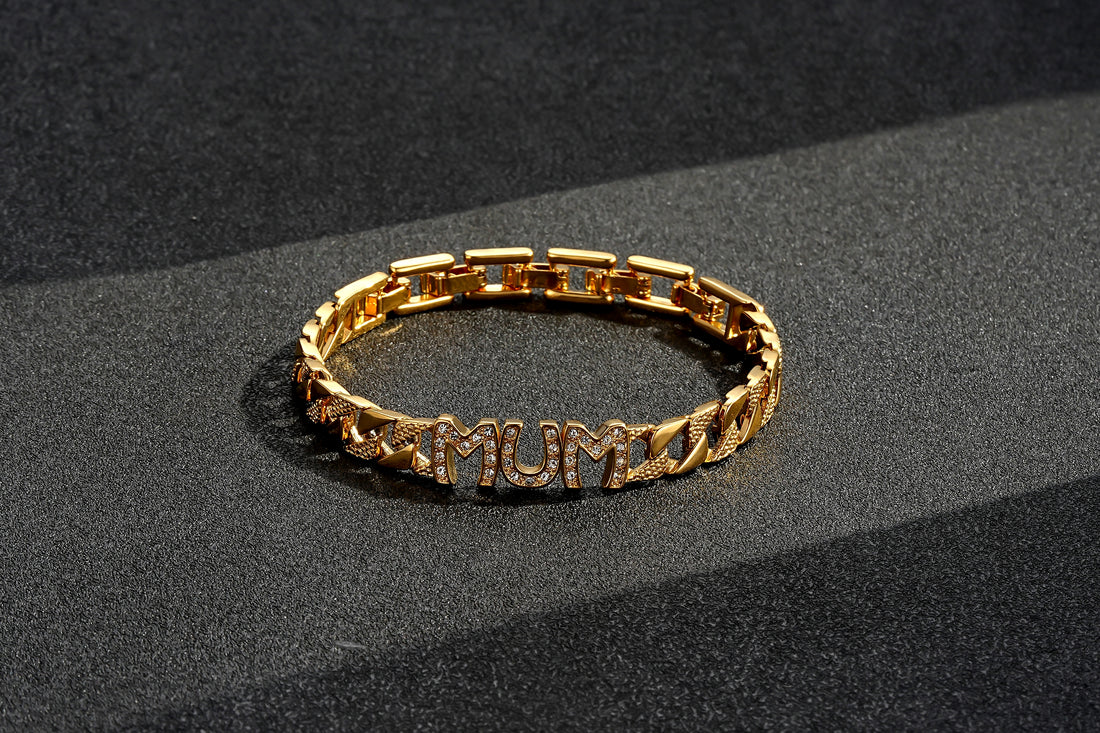 8mm Mum Cuban Bracelet Full Link Clear Stones 8” Gift Jewellery for Her