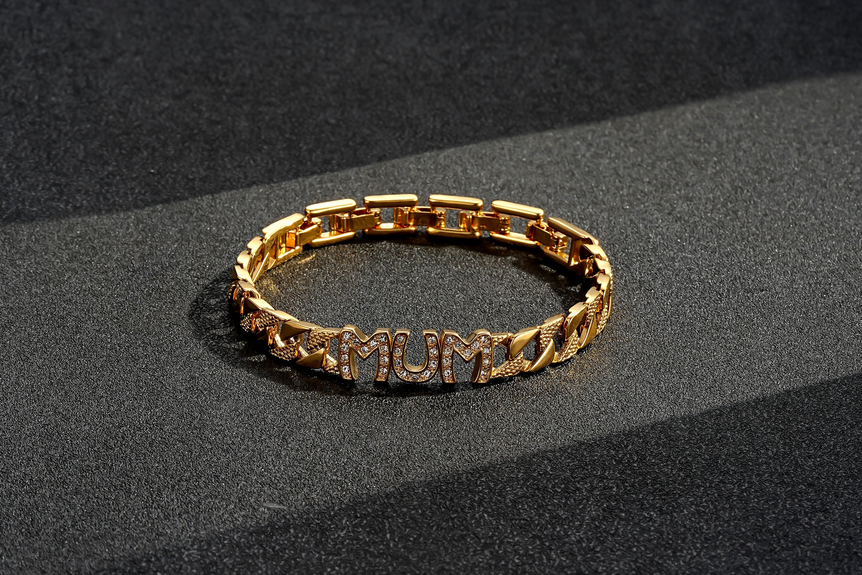 8mm Mum Cuban Bracelet Full Link Clear Stones 8” Gift Jewellery for Her