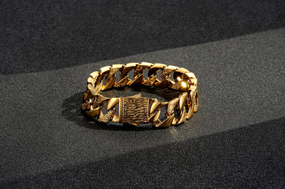 14mm Chunky Yellow Gold Curb Cuban Bracelet – Fits 8-Inch Wrist