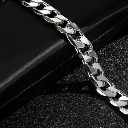9mm Silver-Filled Bonded Cuban Curb Bracelet – 8 Inches