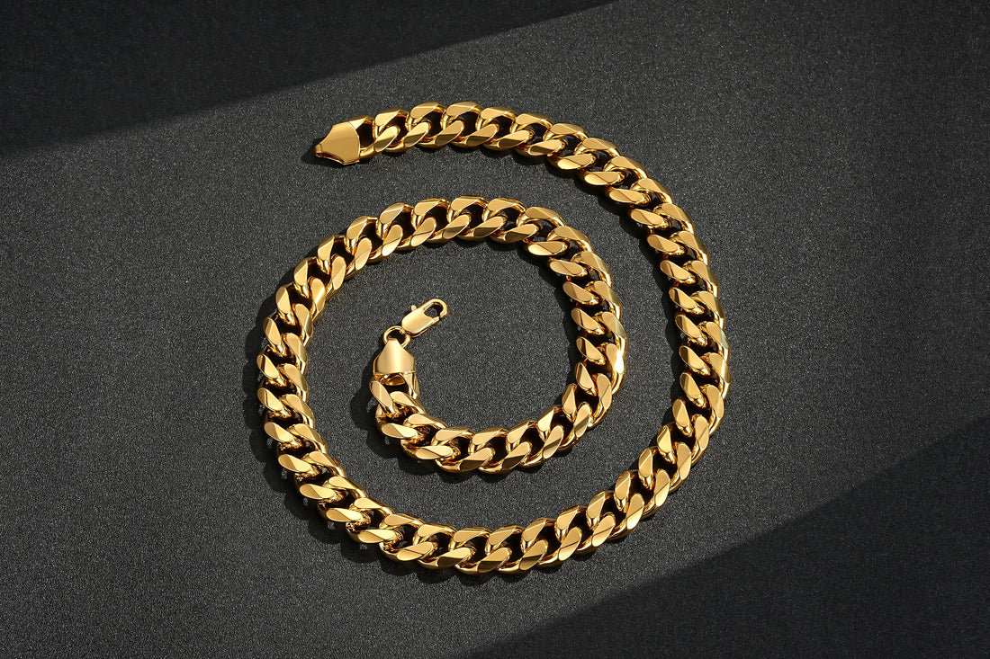 15mm Gold Cuban Link Chain Necklace 24 Inches Heavy 206g Solid Statement Jewellery
