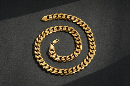 15mm Gold Cuban Link Chain Necklace 24 Inches Heavy 206g Solid Statement Jewellery