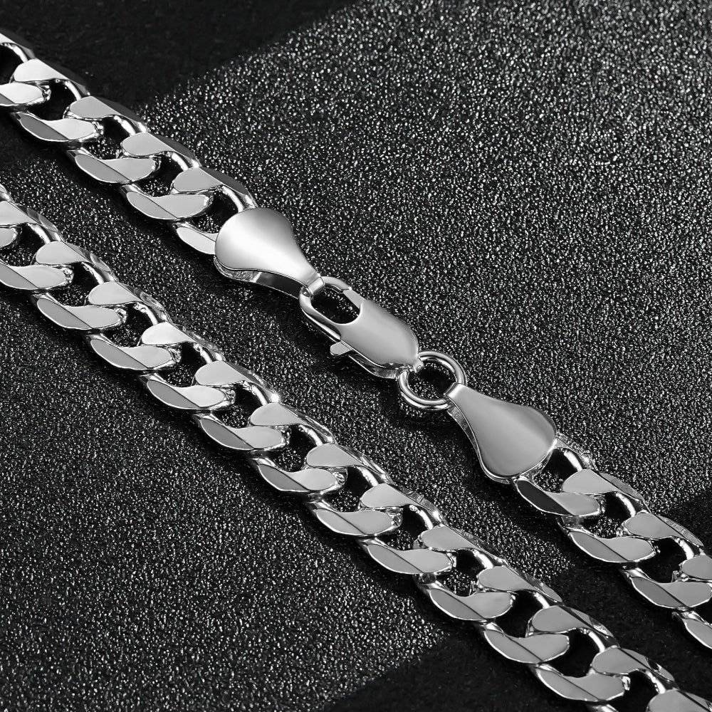 Close-up of Silver Cuban Link Chain