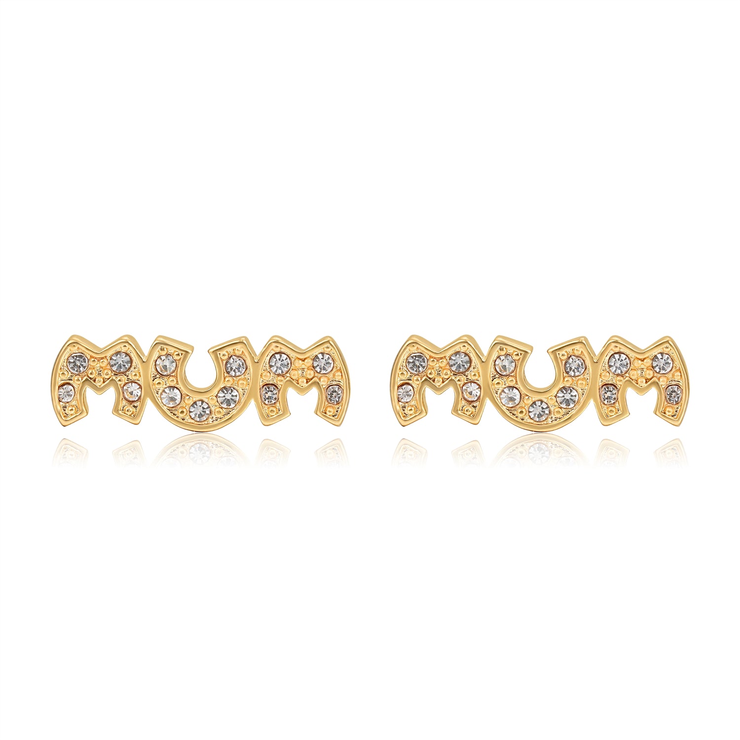 Yellow Gold CZ MUM Stud Earrings 3g Women’s Jewellery Gift