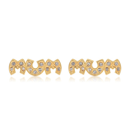 Yellow Gold CZ MUM Stud Earrings 3g Women’s Jewellery Gift
