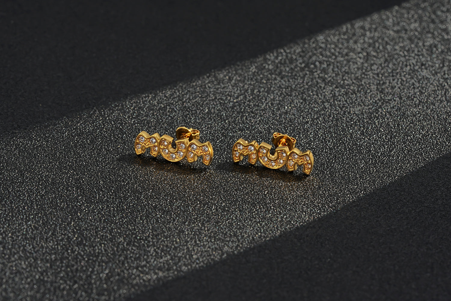 Yellow Gold CZ MUM Stud Earrings 3g Women’s Jewellery Gift