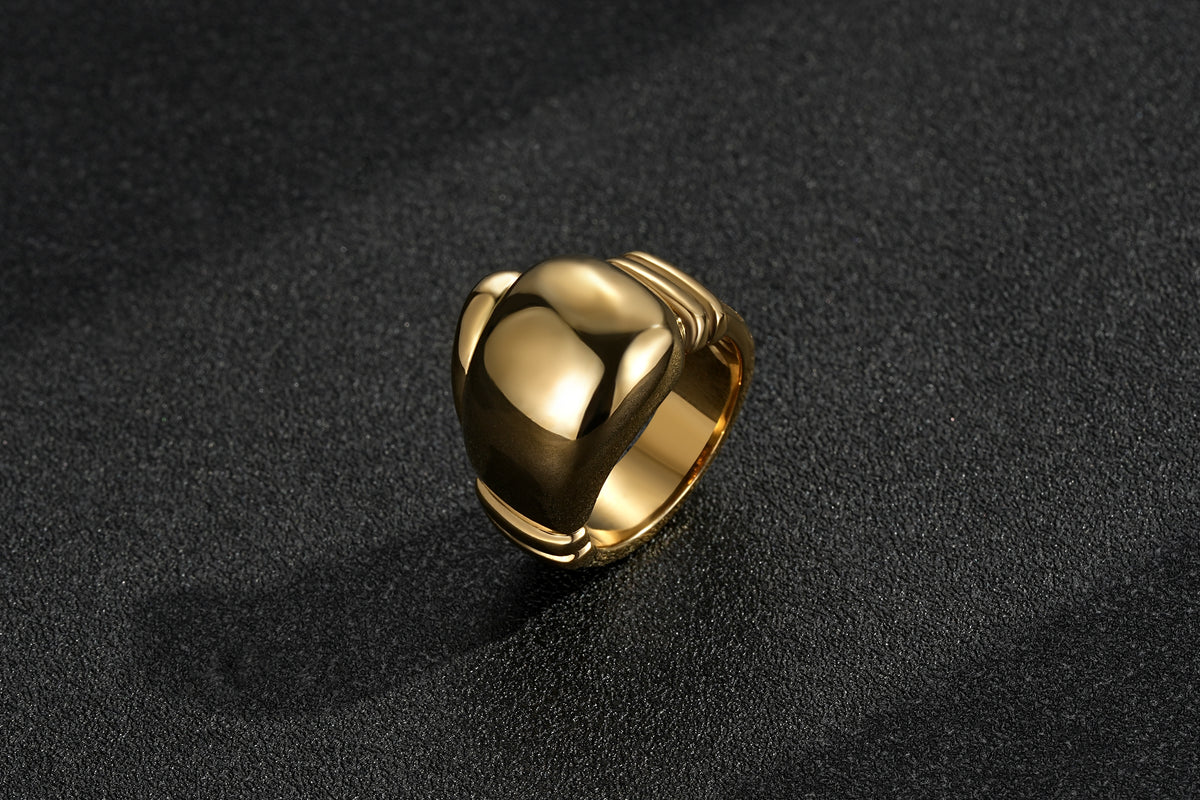 Gold Heavy Boxing Glove Signet Ring